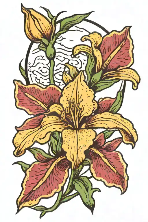 Moon And Iris Flower