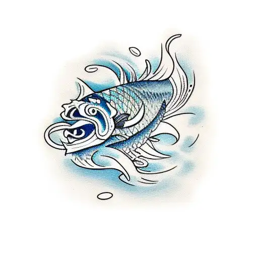 Angry Koi Fish With Waves