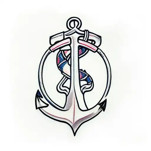 Anchor With A Shrimp And A Cod Around It