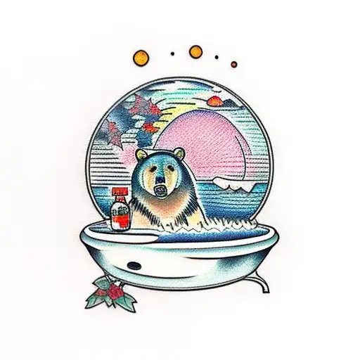 Black Bear In A Hot Tub