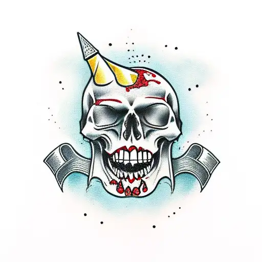 Smiling Daggar Dripping Blood From It And Having Skull On It's Handle