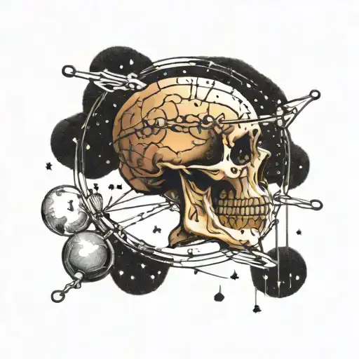 Libra Constellation With 1998 Date Of Birth On Skull Forehead