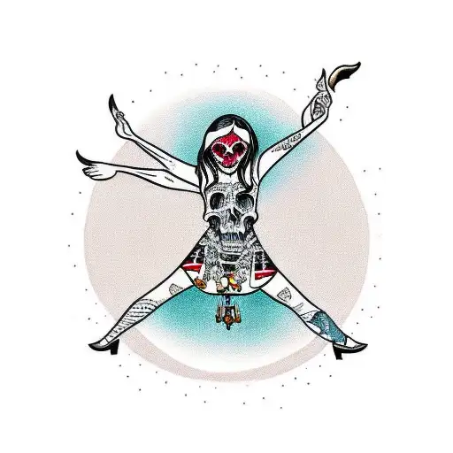 Girl With Dress Wearing An Animal Skull