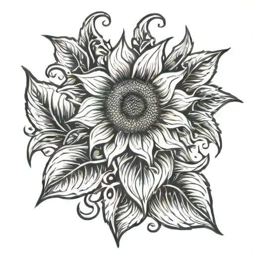 Sunflower Petals Morphing Into Flames Sleeve