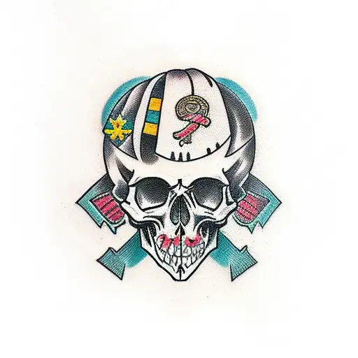 Traditional Gaming Symbols Incorporated Into A Skull Design