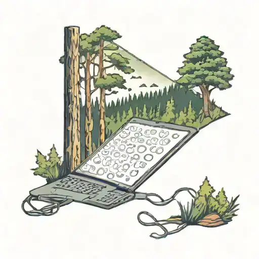 A Computer Science Themed Tattoo Featuring Binary Code Hidden In A Forest Scene