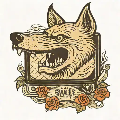 An Old Tv Screen Showing A Bad Wolf