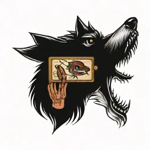 An Old Tv Screen Showing And Wolf