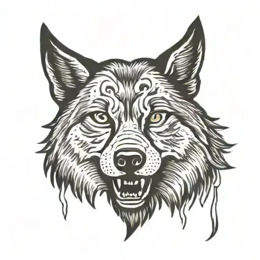 An Old Tv Screen Showing A Wolf Face