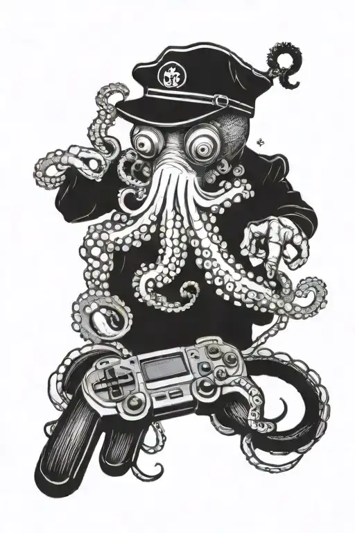 An Octopus Playing A Video Game Controller Underwater