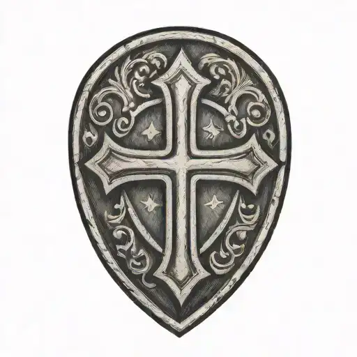 Cross Inside Shield Engraved