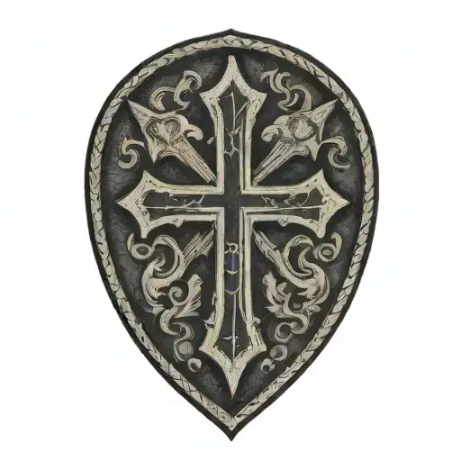 Cross Inside Shield Engraved