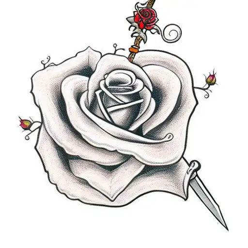Sword Wrapped In A Rose Vine And A Crown Hanging Off The Hilt With The Sword At A Tilt
