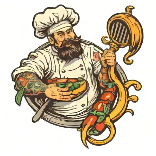 Chef Tattoo Design Featuring Elements