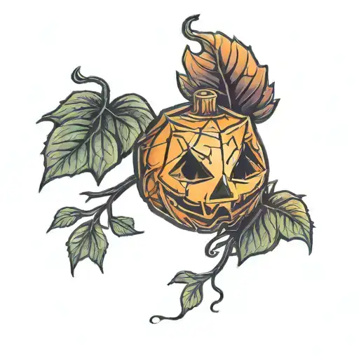 D20 Dice That Has A Jack-o'-lantern Face With Vines