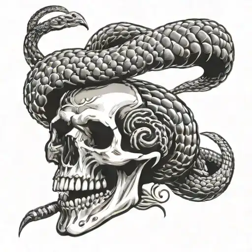 Skull And Snake Coiled