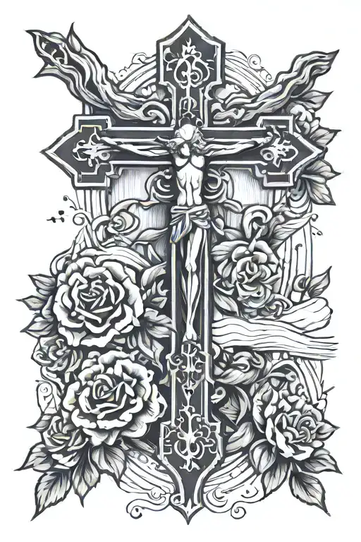 Aries Zodiac Sign And Crucifix Wooden Cross