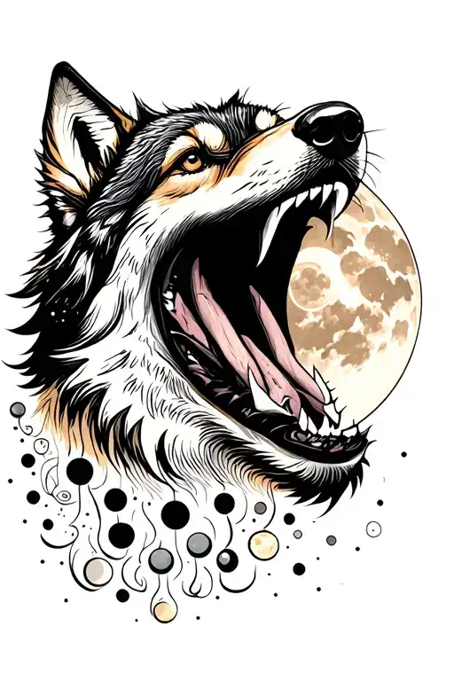 Eye With Watching World Wolf Howling At The Moon Phases