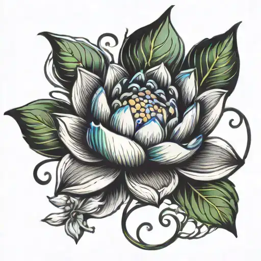 Colorful Lotus Tattoo Design