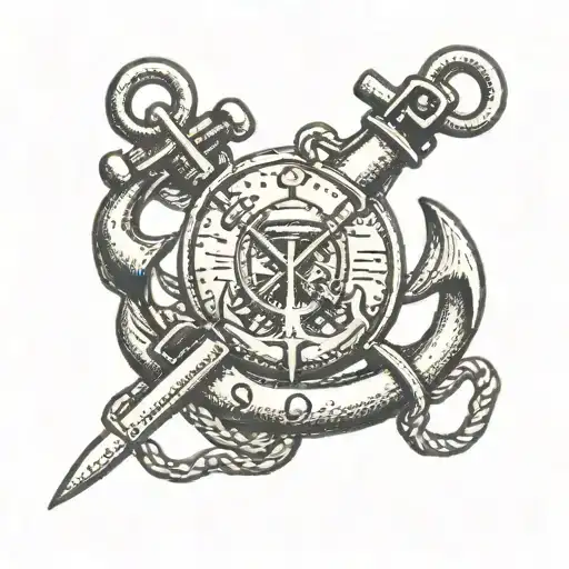Submarine Warfare Pin Combined With Marines Anchor