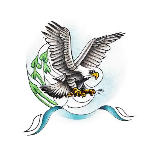 Eagle Sitting On A Beanstalk