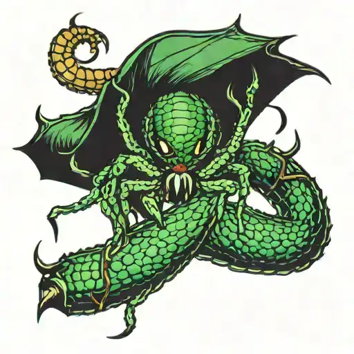 Spider Coming Out Of A Green Scale Through A Zip Fastener