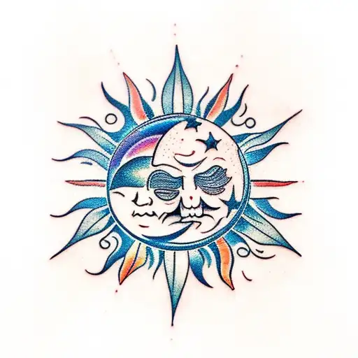 2 Different Tattos Matching Sun And Moon With The Words No Matter What Underneath It