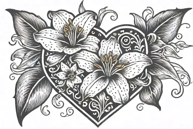 Dog Paw Surrounded By Heart With Stargazer Lily On Left Side