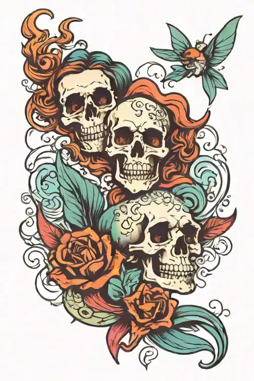 Skull And A Mermaids Sitting