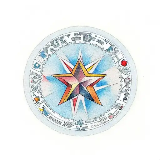 Star Inside A Letter C That Is Round Like A Circle