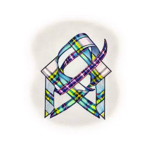 Pancreatic Cancer Ribbon With Scottish Tartan Pattern