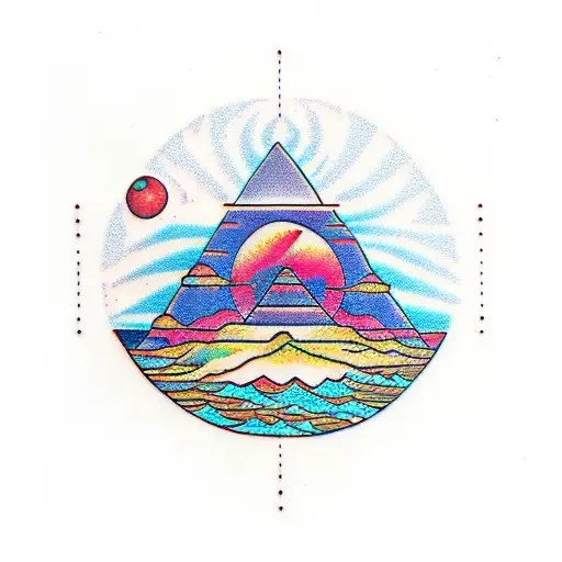 Pyramid Sun Moon Cosmos River