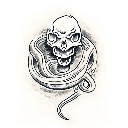Snake Going Out Of A Skull