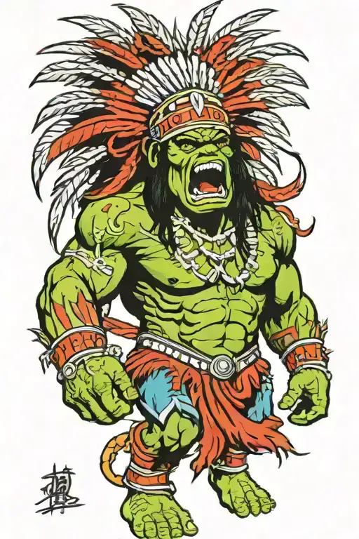 Native Chief Hulk Angry Screaming Full Body