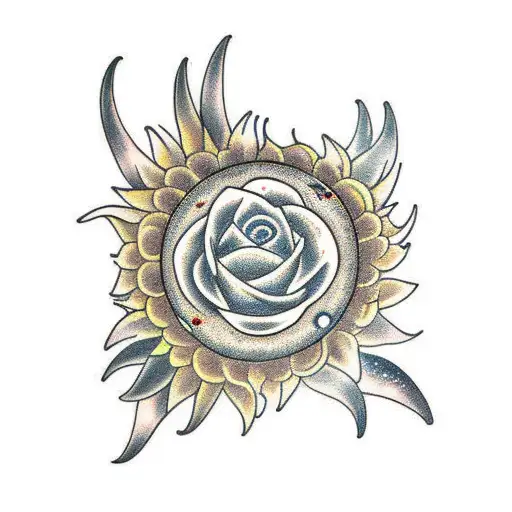 Moon And Sunflower And Name