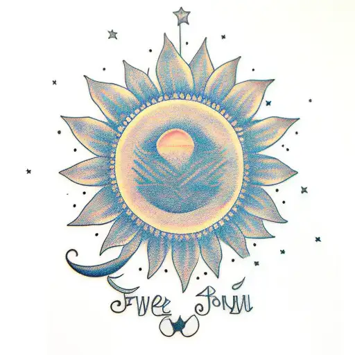 Name In Sunflower With Moon