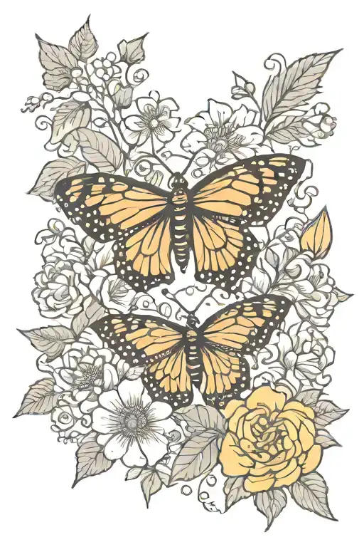 Crown Of Flowers And Littles Buterflies