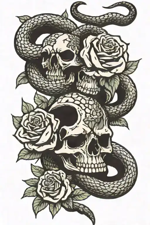 Rattlesnake Skulls And Roses Dark For Cover