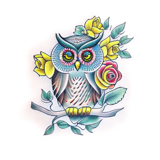 Owl With Yellow Rose In Talons