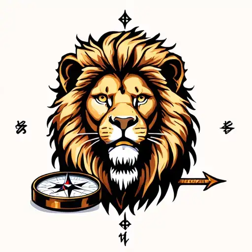 Compass And Next To The Floor Of The Muzzle Of The Lion