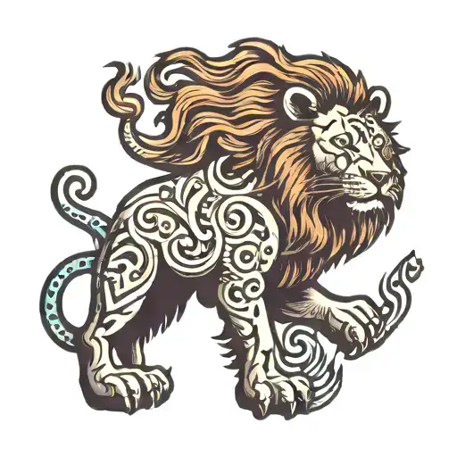 Lion And Music Notes Floating