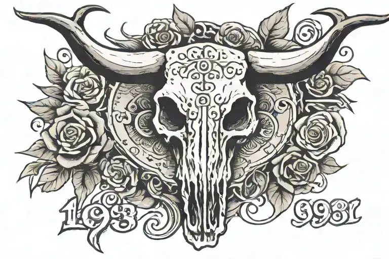 Longhorn Skull With 1993 Written Inside