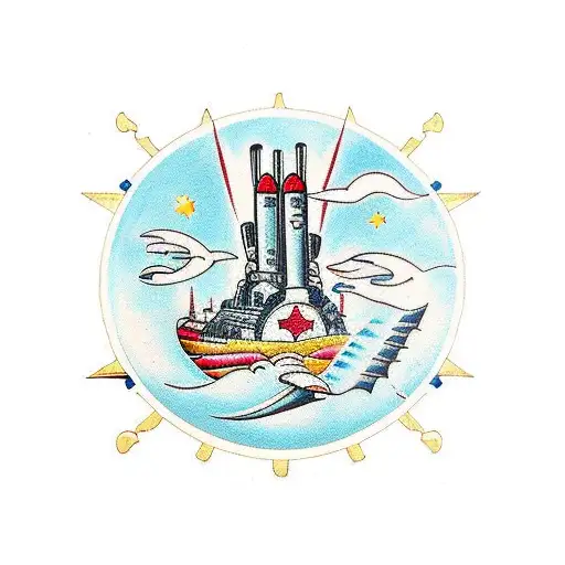 Gun With Ship And Rocket