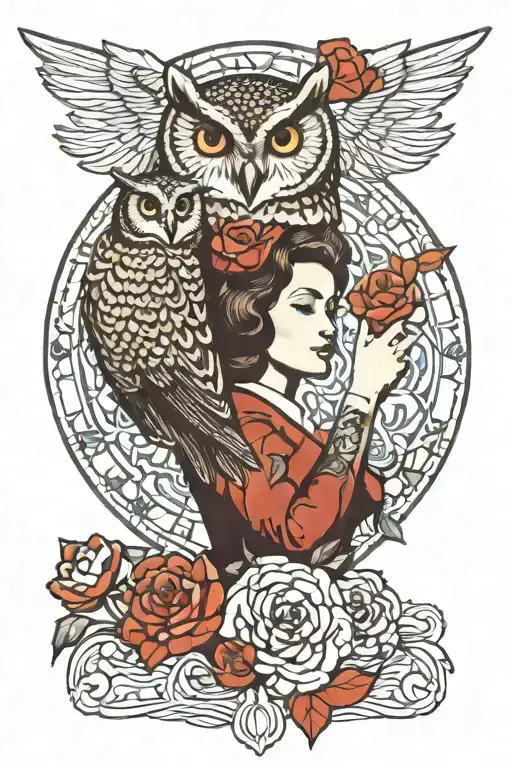Woman And Owl Holding