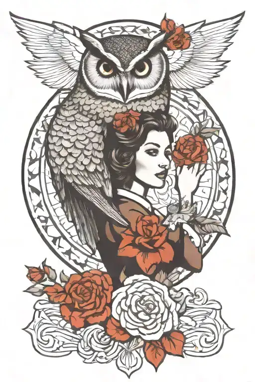Woman And Owl Holding