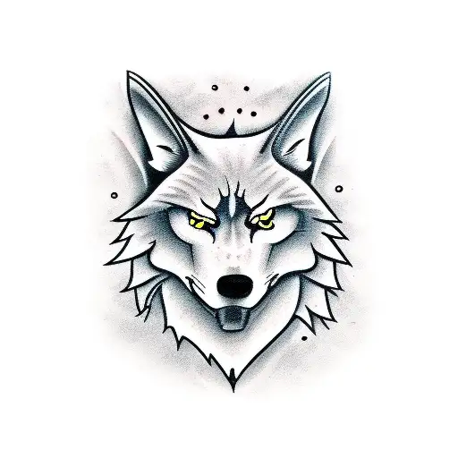 Intimidating Wolf With Red Eyes