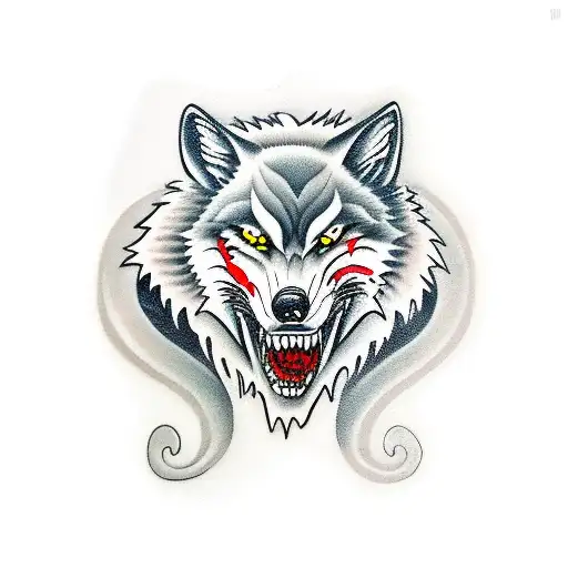 Scary Wolf With Red Eyes