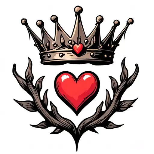 Thorn Crown With Jesus Heart And Friendship Symbol