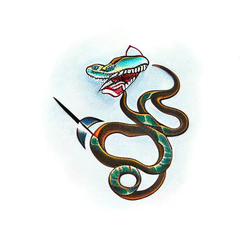 Snake With Dagger In Between