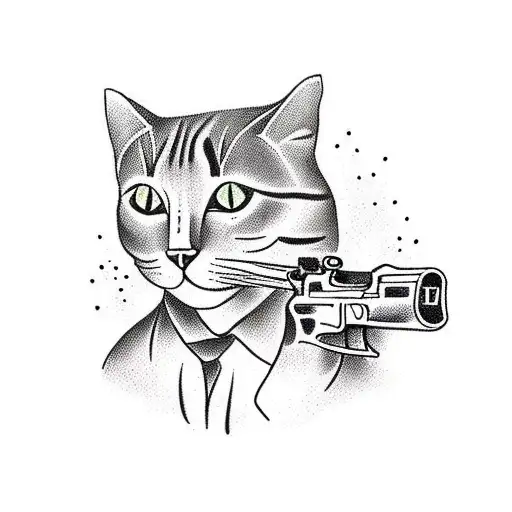 Cat Shoots From A Rifle